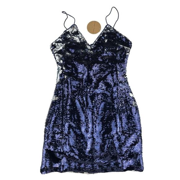 Honey Punch - Sequin Changing Mini Slip Dress in Blue & Silver - Picture 1 of 5